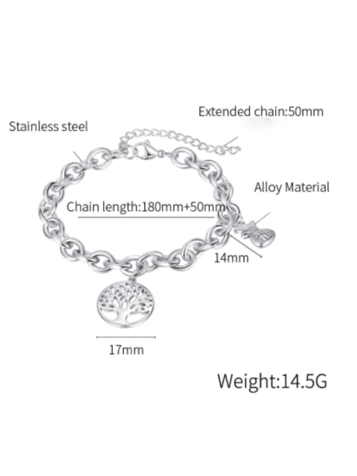 Open Sky Titanium Steel Tree of Life Hip Hop Link Bracelet 3