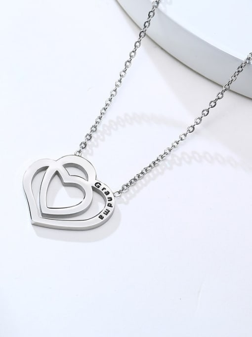 CONG Titanium Steel Hollow Heart Minimalist Necklace 2
