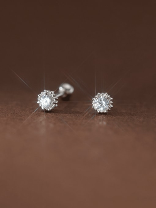 Rosh 925 Sterling Silver Cubic Zirconia Geometric Dainty Stud Earring 0