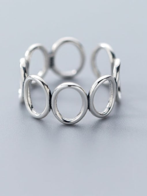 Rosh 925 Sterling Silver Hollow Round Minimalist Free Size Ring