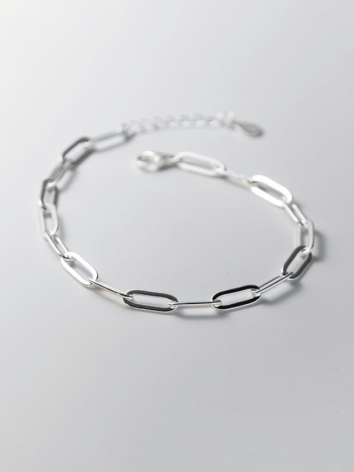 Rosh 925 Sterling Silver Geometric Chain Minimalist Link Bracelet 0