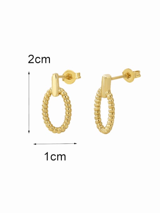 CHARME Brass Geometric Minimalist Weave Twist Oval Stud Earring 3