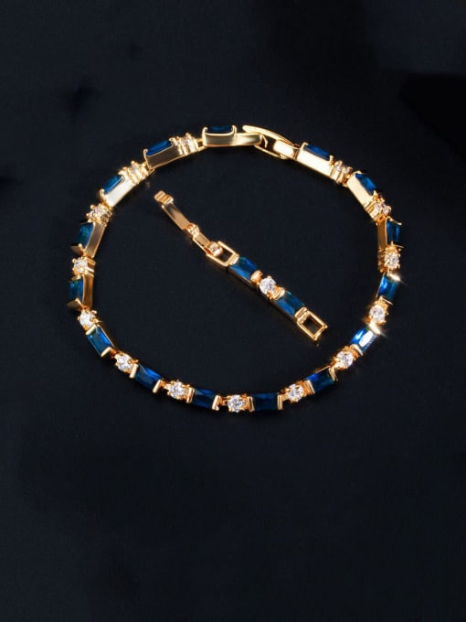 blue Copper With Gold Plated Fashion Geometric Bracelets