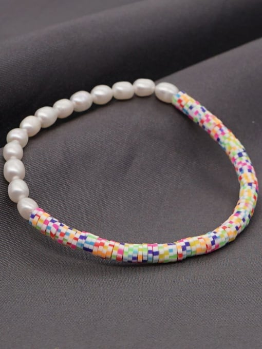 MMBEADS Freshwater Pearl Multi Color Polymer Clay Geometric Bohemia Stretch Bracelet 2