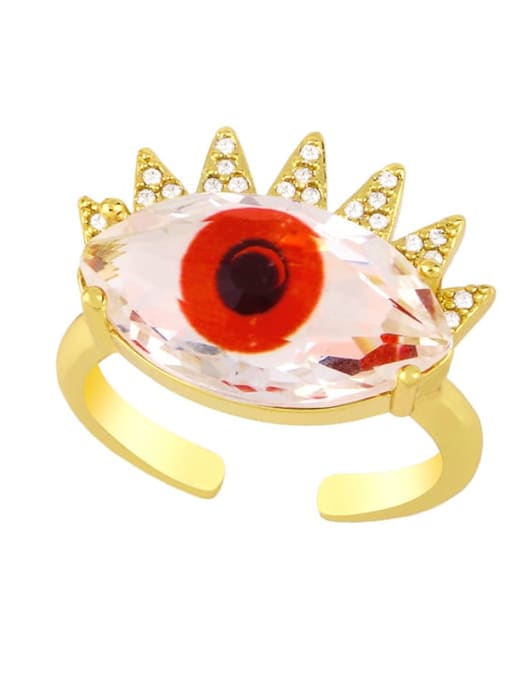 red Brass Cubic Zirconia Evil Eye Bohemia Band Ring