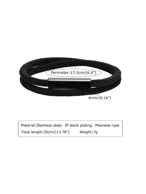 CONG Stainless steel Cotton Rope Geometric Minimalist Strand Bracelet 2