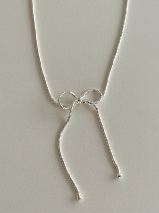 Boomer Cat 925 Sterling Silver Bowknot Minimalist Necklace 0