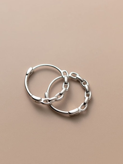 Large Silver 1.8cm 925 Sterling Silver Geometric Minimalist Hoop Earring