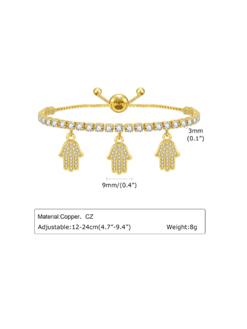 G 6 Brass Cubic Zirconia Palm Hip Hop Adjustable Bracelet