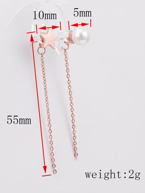 A TEEM Titanium Steel Imitation Pearl Tassel Minimalist Threader Earring 2