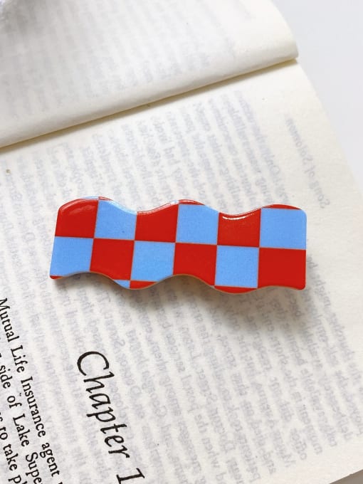 Red and blue lattice 6cm Alloy  PVC Minimalist Geometric Multi Color Jaw Hair Claw