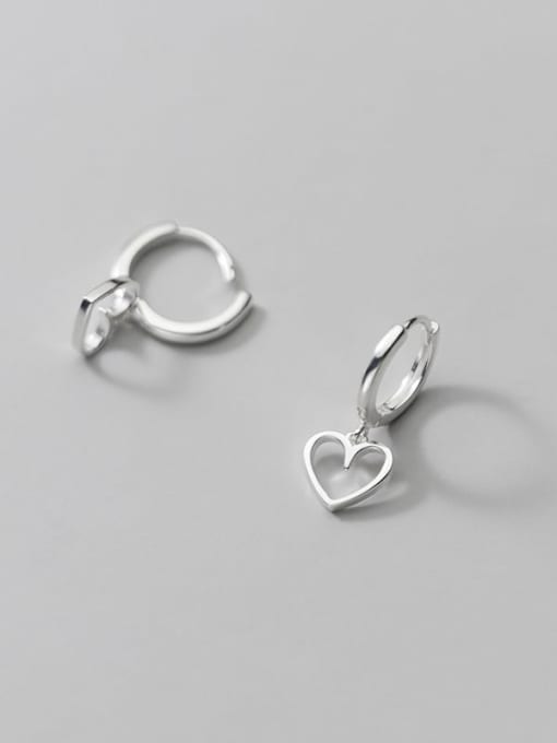 Rosh 925 Sterling Silver Hollow Heart Minimalist Huggie Earring 3