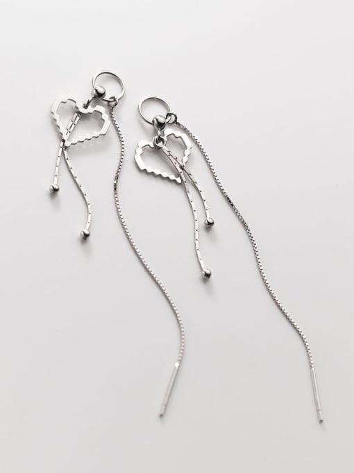 Rosh 925 Sterling Silver Heart Tassel Minimalist Threader Earring 2