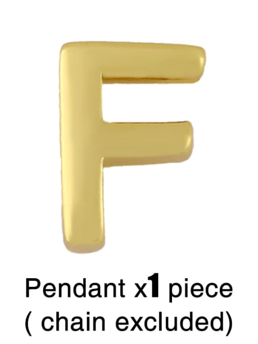F (without chain) Brass Smooth Minimalist Letter Pendant