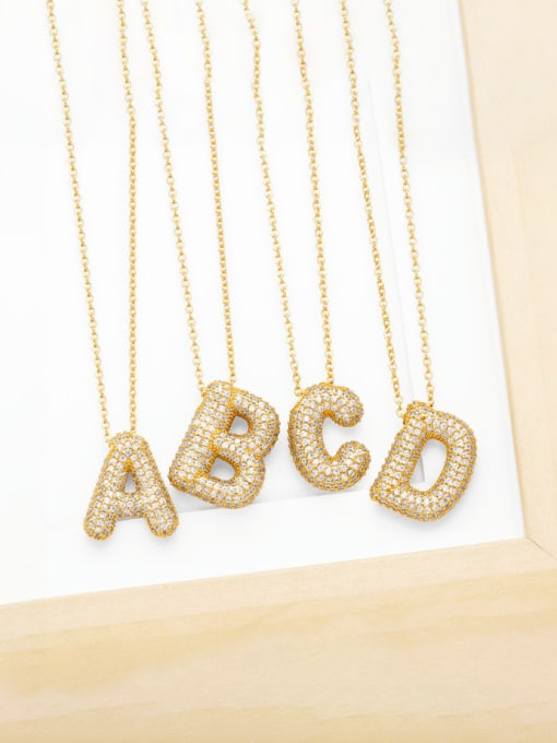CC Brass Cubic Zirconia Letter Minimalist Necklace