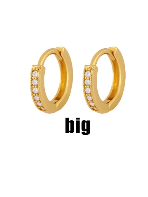 Big Brass Cubic Zirconia Geometric Minimalist Huggie Earring