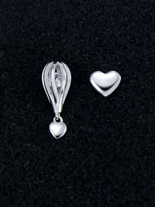 MODN 925 Sterling Silver Asymmetrical Heart Balloon Classic Stud Earring 1
