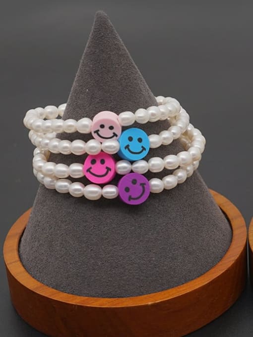 Roxi Freshwater Pearl Multi Color Smiley Minimalist Stretch Bracelet 0