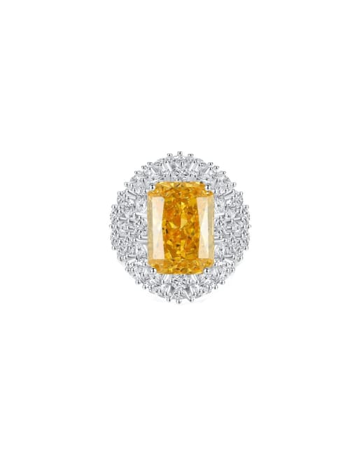 FDJZ 058 Goose Yellow 925 Sterling Silver High Carbon Diamond Geometric Luxury Cocktail Ring