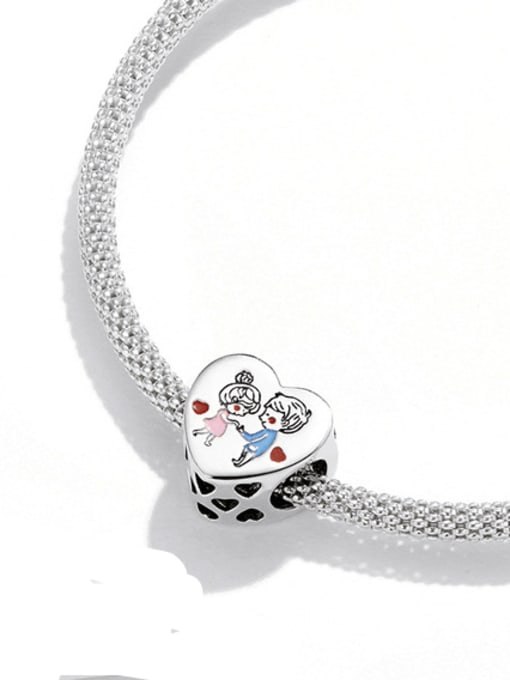Jare 925 Sterling Silver Enamel Cute Heart  DIY Pendant 2