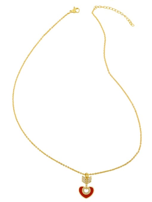 CC Brass Cubic Zirconia Enamel Heart Vintage Necklace 2