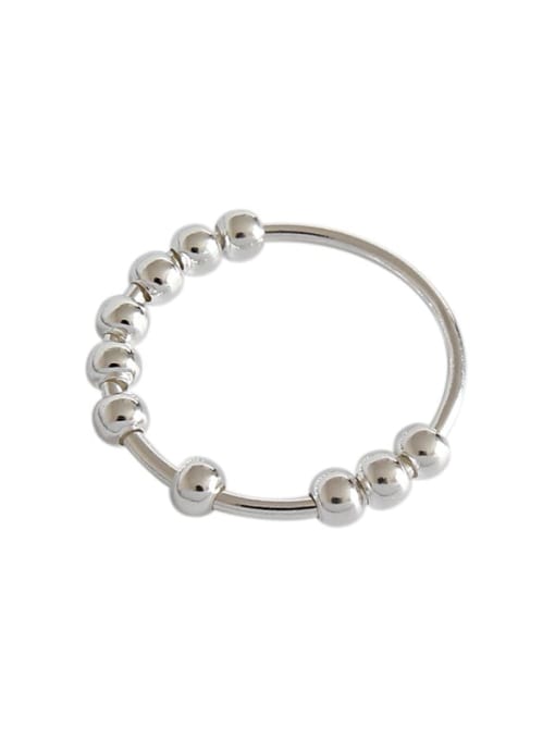 DAKA 925 Sterling Silver Round Bead Minimalist Band Ring 0