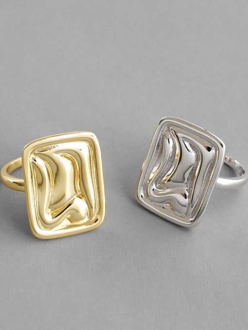 DAKA 925 Sterling Silver Geometric Minimalist Band Ring