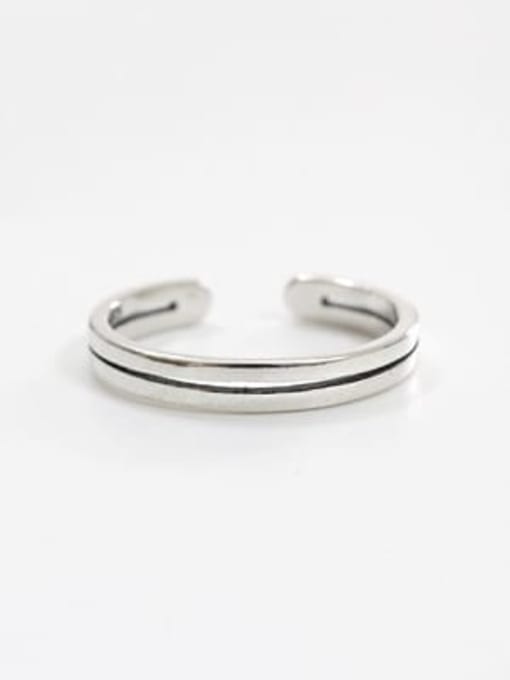 DAKA S925 Sterling Silver retro simple double layer line free size rings 1