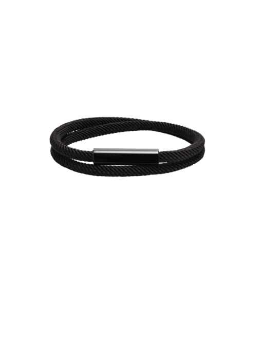 black Stainless steel Cotton Rope Geometric Minimalist Strand Bracelet