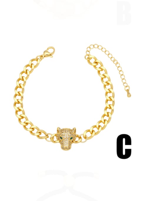 C Brass Cubic Zirconia Leopard Vintage Adjustable Bracelet