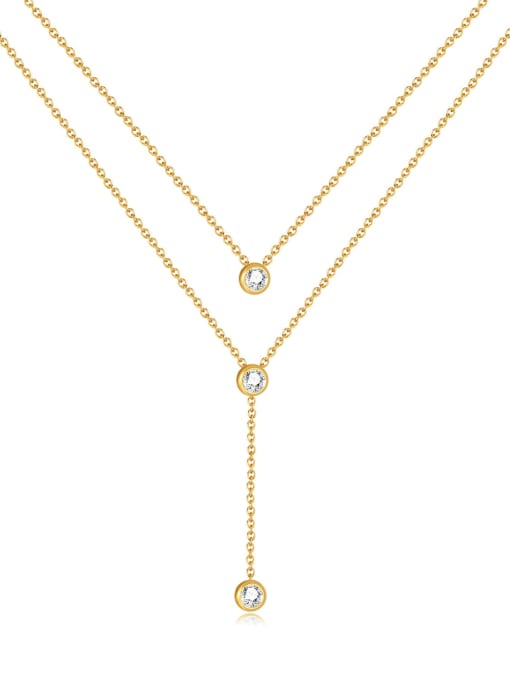 GX2305 gold Titanium Steel Tassel Minimalist Multi Strand Necklace