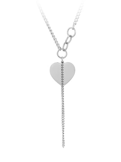 Platinum plated titanium steel Titanium Steel Heart Dainty Lariat Necklace