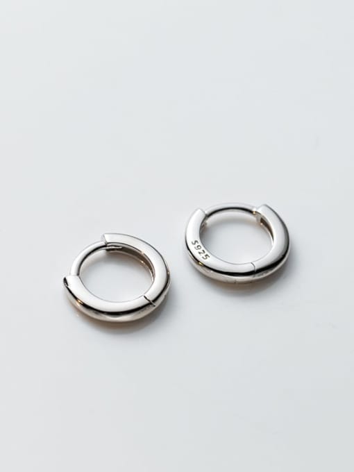 Silver 10MM 925 Sterling Silver Geometric Minimalist Huggie Earring