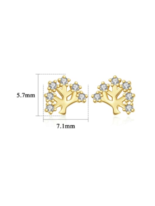 CCUI 925 Sterling Silver Cubic Zirconia Tree of Life Dainty Stud Earring 3