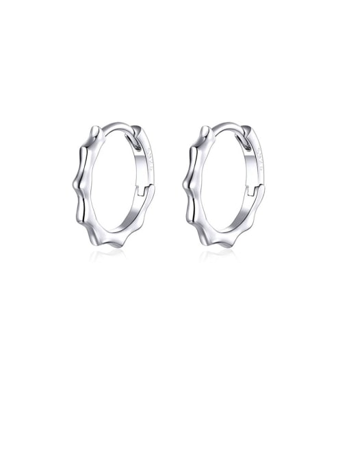 Jare 925 Sterling Silver With White Gold Plated Minimalist Geometric Hoop Earrings 0