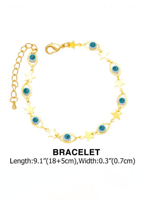 Bracelet Brass Enamel Vintage Evil Eye Bracelet and Necklace Set