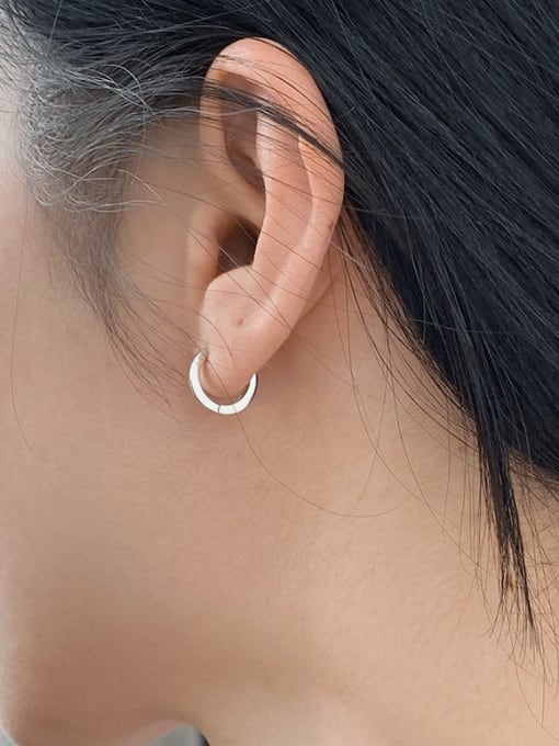 Rosh 925 Sterling Silver Geometric Minimalist Huggie Earring 1
