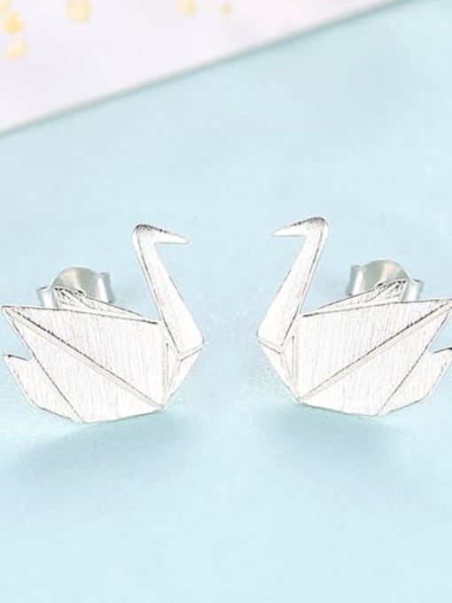 Platinum 16G11 925 Sterling Silver Irregular Minimalist    Thousand paper cranes Study Earring