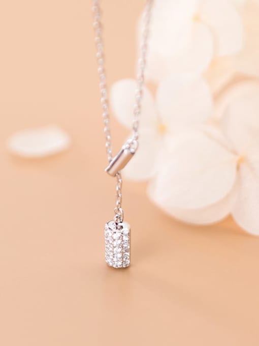 Rosh 925 Sterling Silver Cubic Zirconia  Geometric Dainty Lariat Necklace 1