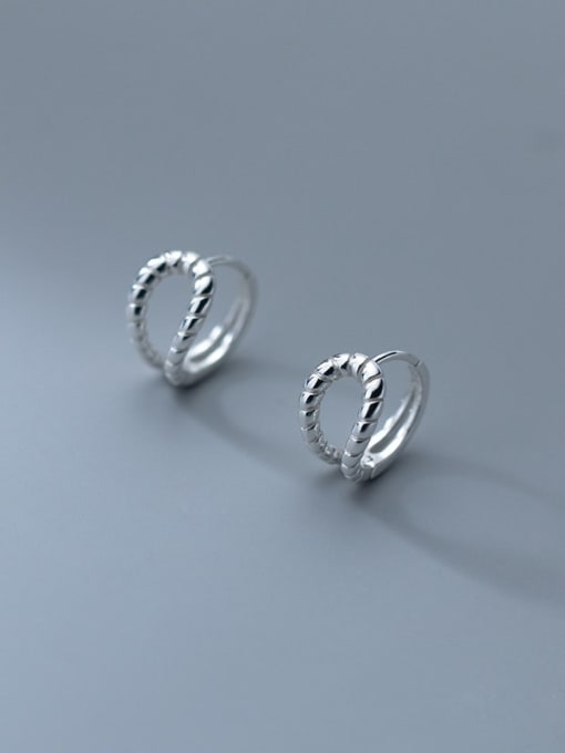Rosh 925 Sterling Silver Hollow double-layer twist Minimalist Clip Earring 0
