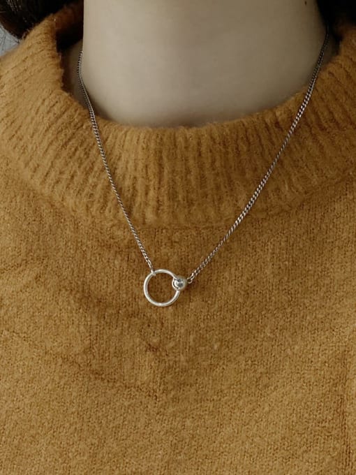Boomer Cat 925 Sterling Silver Smiling Face Circle Necklace 1