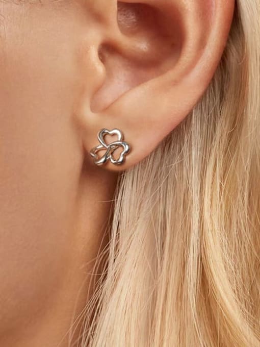 Jare 925 Sterling Silver Hollow  Flower Minimalist Stud Earring 1
