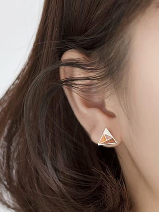 Rosh 925 Sterling Silver Enamel Geometric Minimalist Stud Earring 1