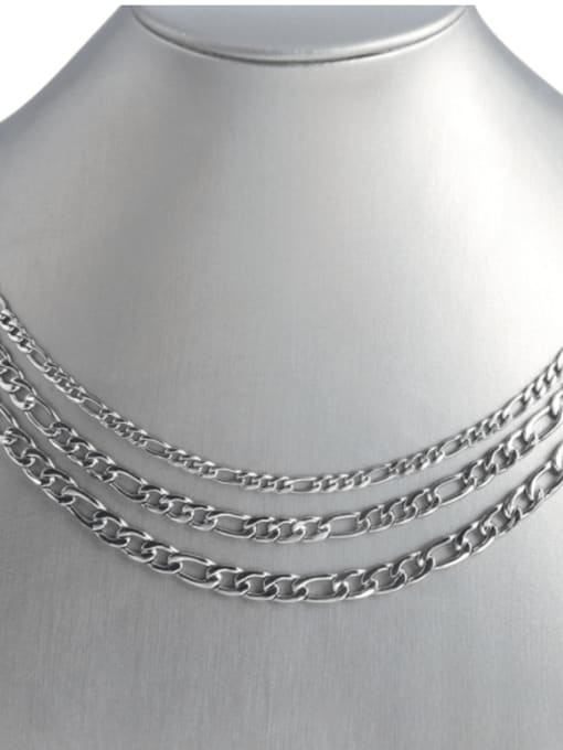 Steel color Stainless steel Geometric Hip Hop Hollow Chain Necklace
