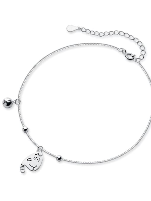 Rosh 925 Sterling Silver Cute kitty bell anklet Anklet 0