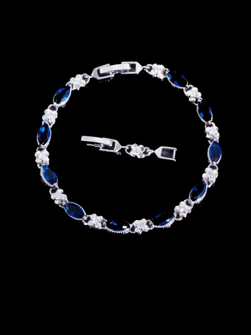 blue Brass Cubic Zirconia Geometric Luxury Bracelet