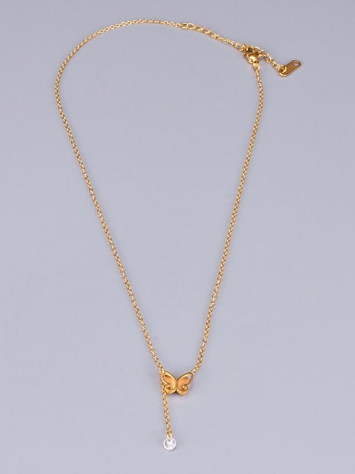 A TEEM Titanium Rhinestone Butterfly Minimalist Necklace 2