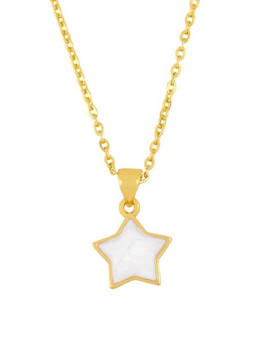 five-pointed star Brass Shell Heart Minimalist  pendant Necklace