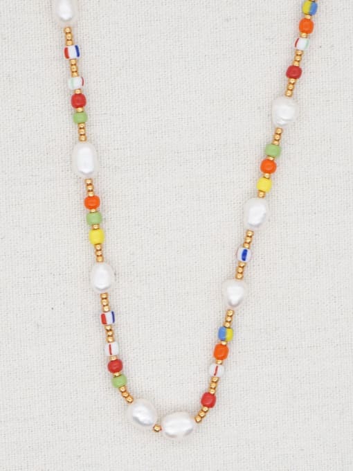 Roxi Stainless steel Multi Color Miyuki beads  Round Bohemia Necklace 0