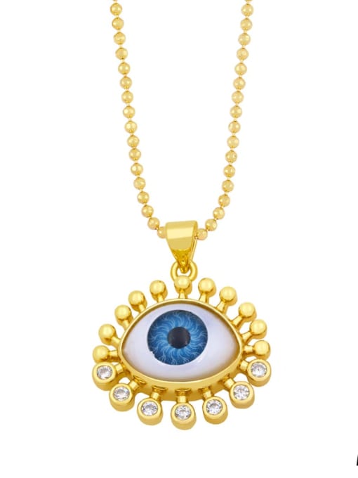 A (blue) Brass Rhinestone Enamel Evil Eye Vintage Necklace